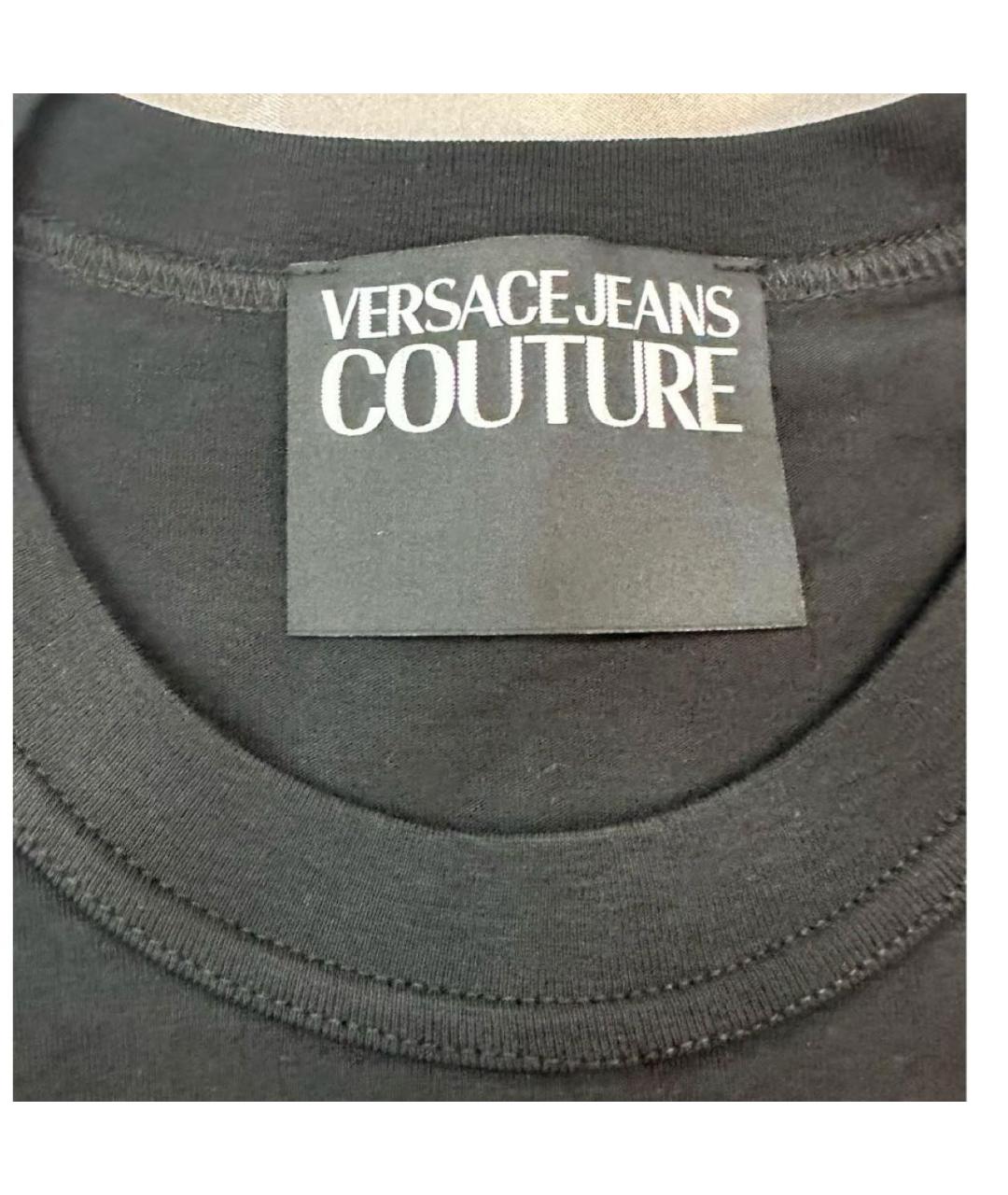 VERSACE JEANS COUTURE Черная хлопко-эластановая футболка, фото 5