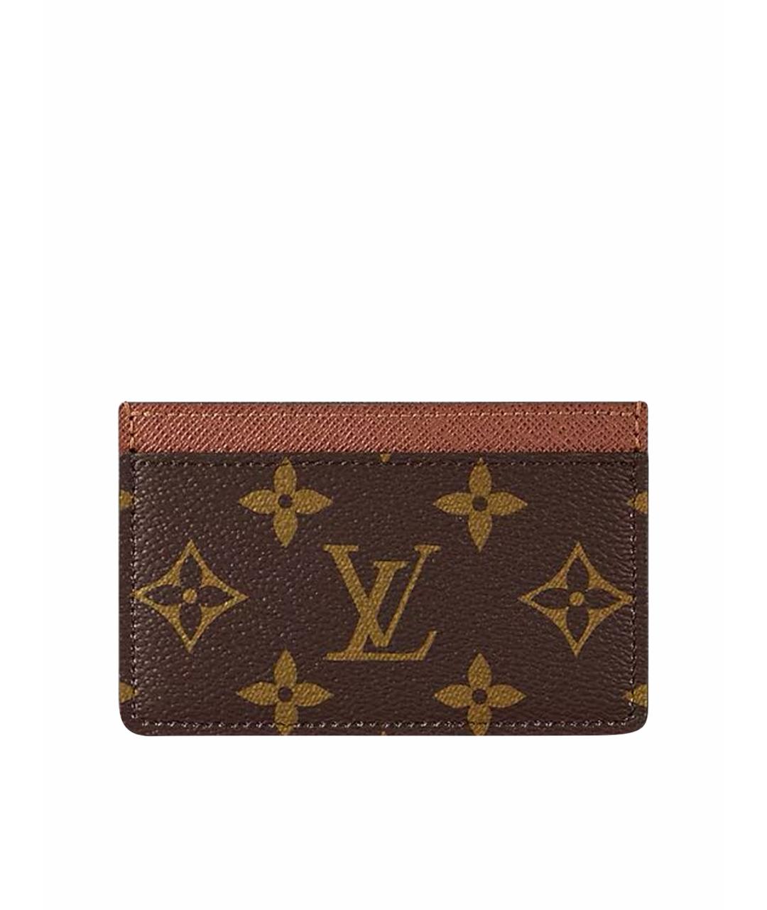 LOUIS VUITTON Коричневый кожаный кардхолдер, фото 1