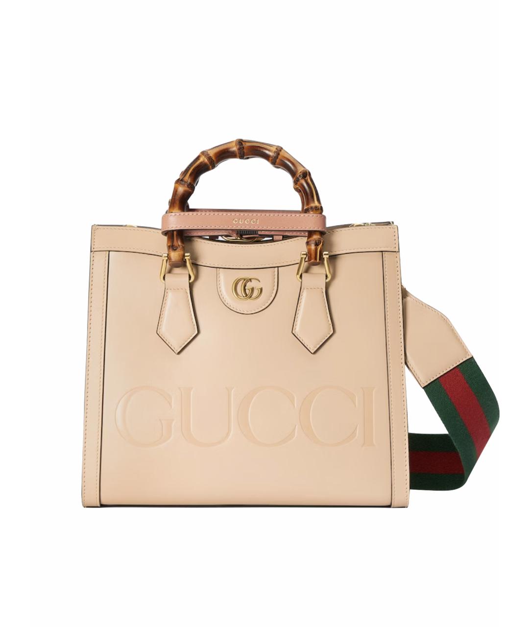 GUCCI Бежевая кожаная сумка тоут, фото 1