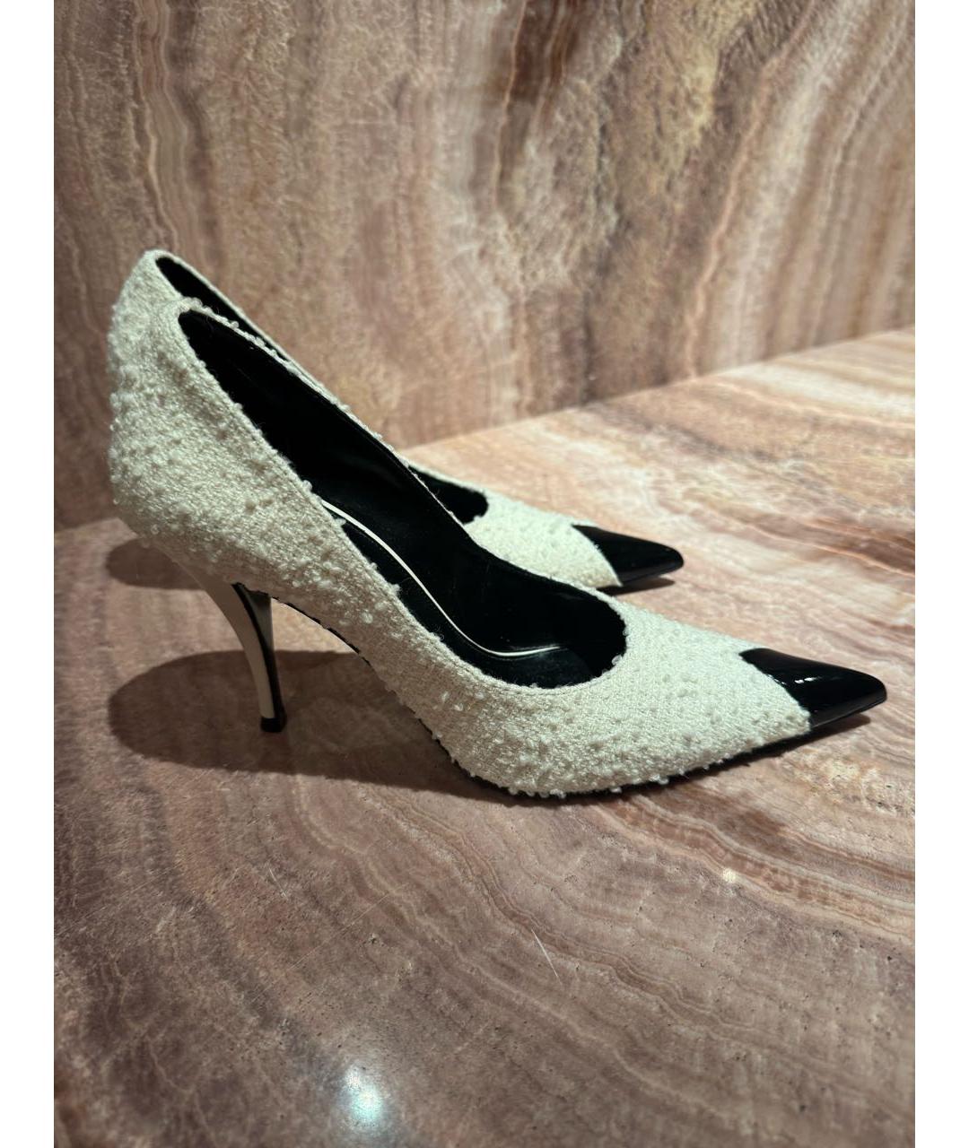 SAINT LAURENT Белые текстильные туфли, фото 6