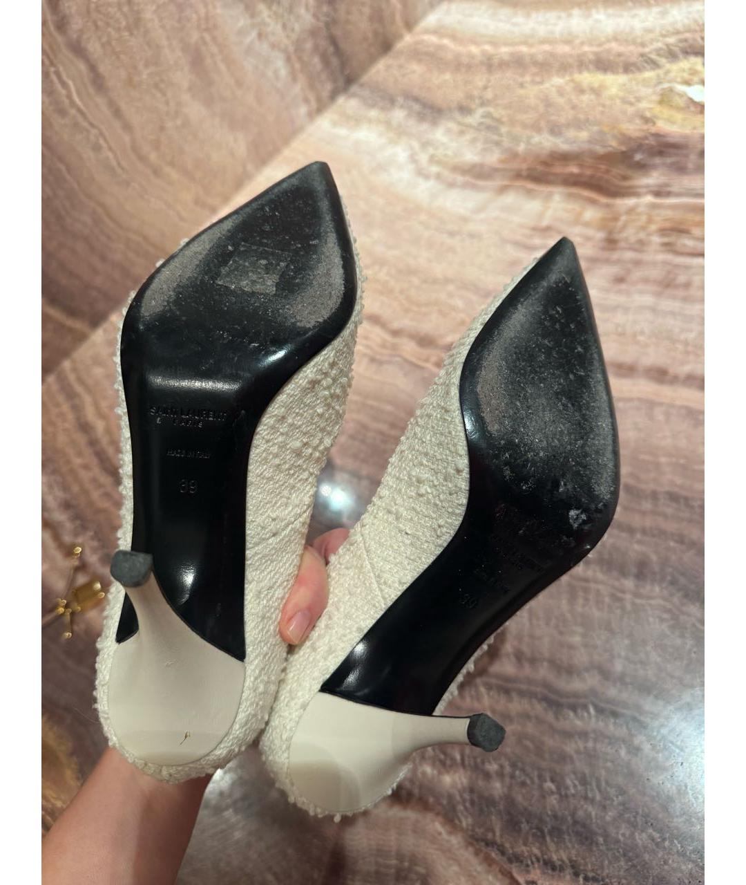 SAINT LAURENT Белые текстильные туфли, фото 5