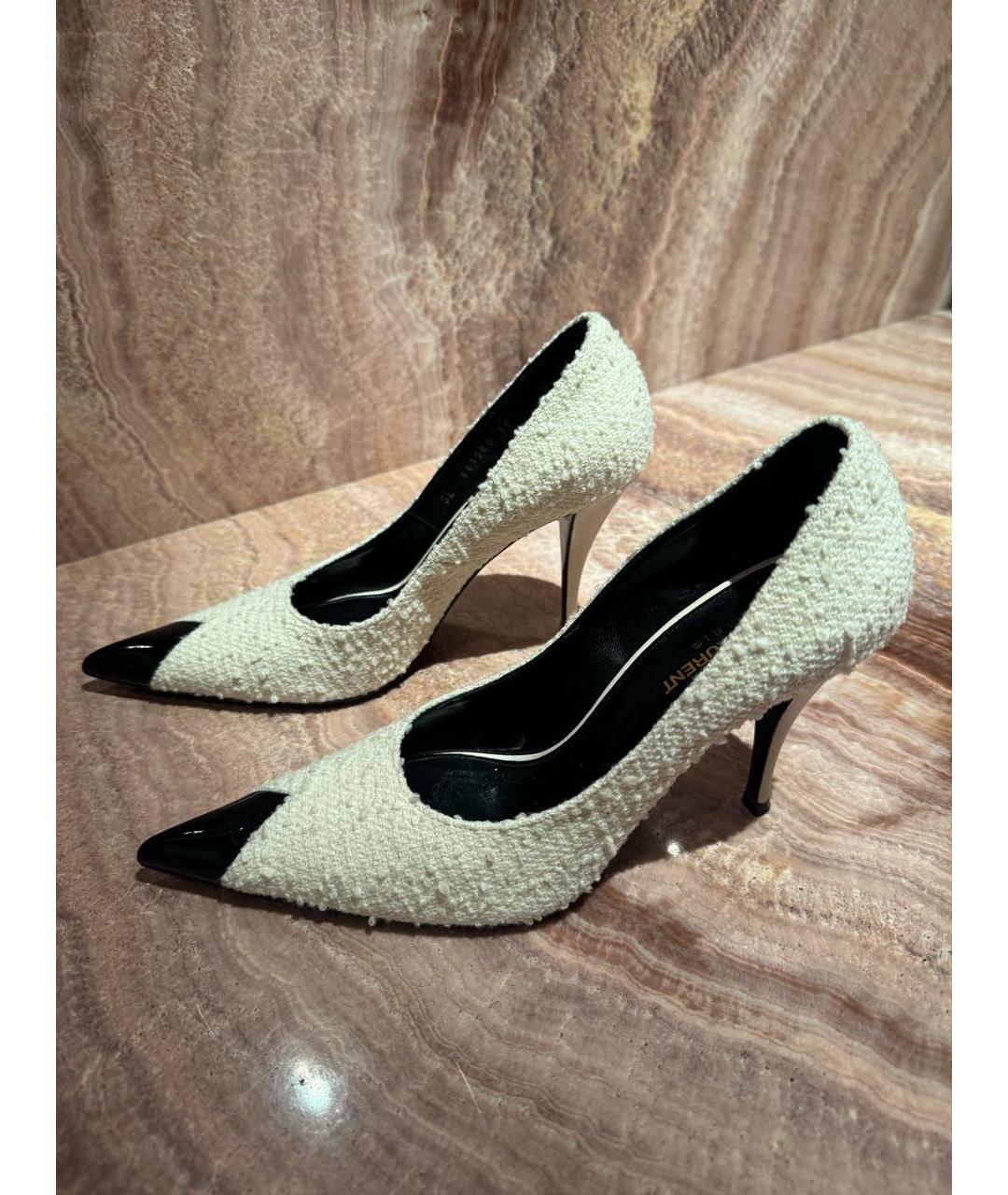 SAINT LAURENT Белые текстильные туфли, фото 3