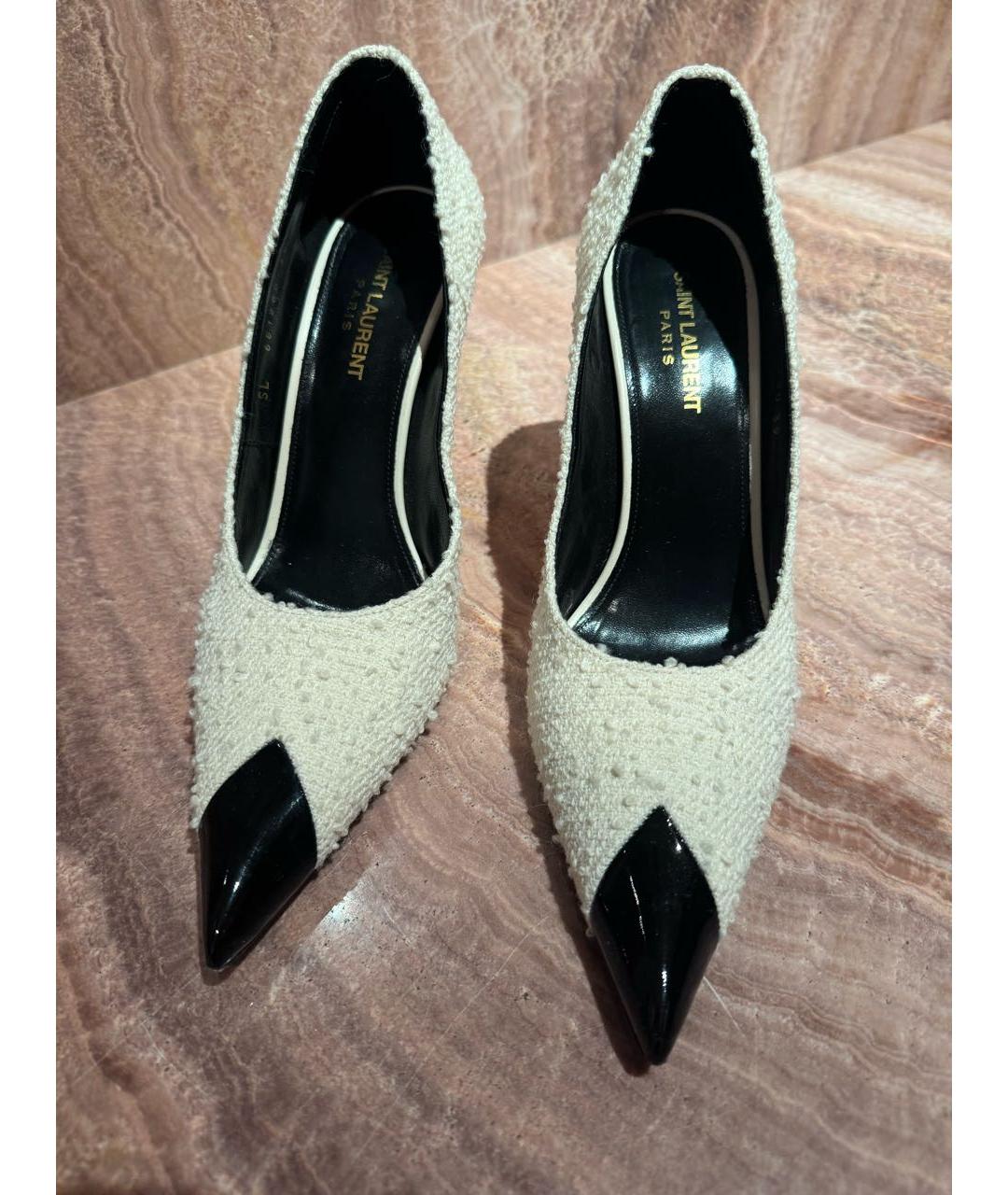 SAINT LAURENT Белые текстильные туфли, фото 2