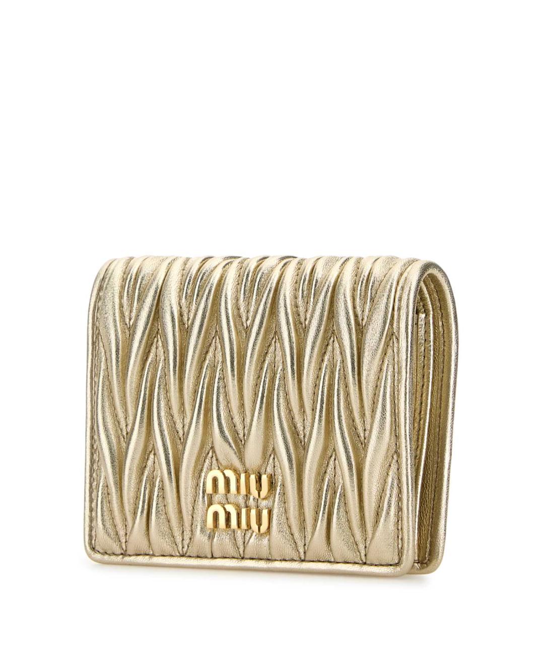 MIU MIU Золотой кожаный кошелек, фото 2
