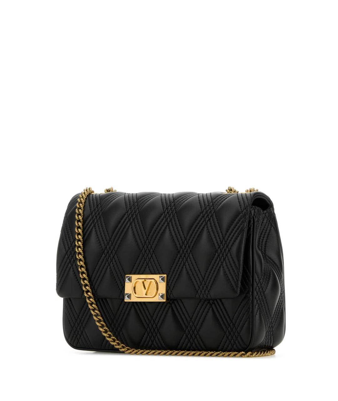 VALENTINO Черная кожаная сумка через плечо, фото 2