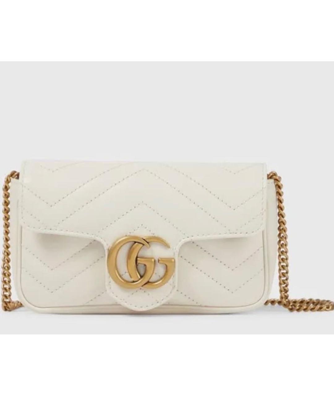 GUCCI Белая кожаная сумка через плечо, фото 6
