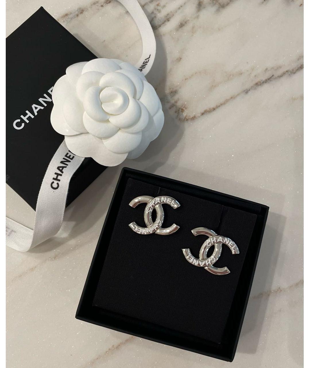 CHANEL Серебряные металлические серьги, фото 2