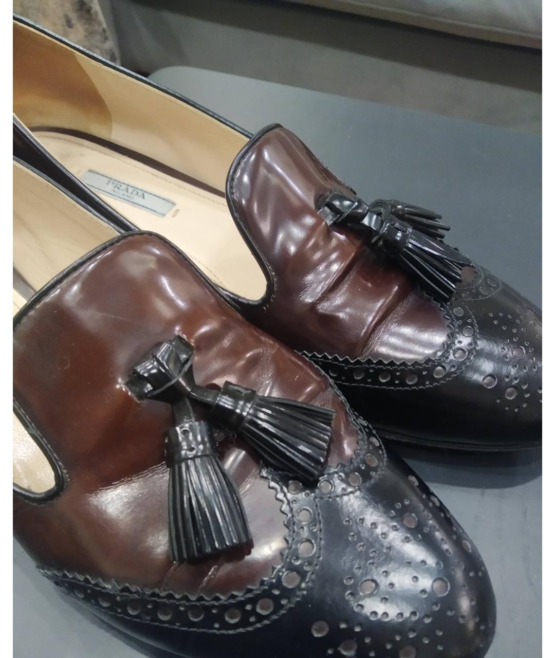 PRADA Коричневые кожаные лоферы, фото 3