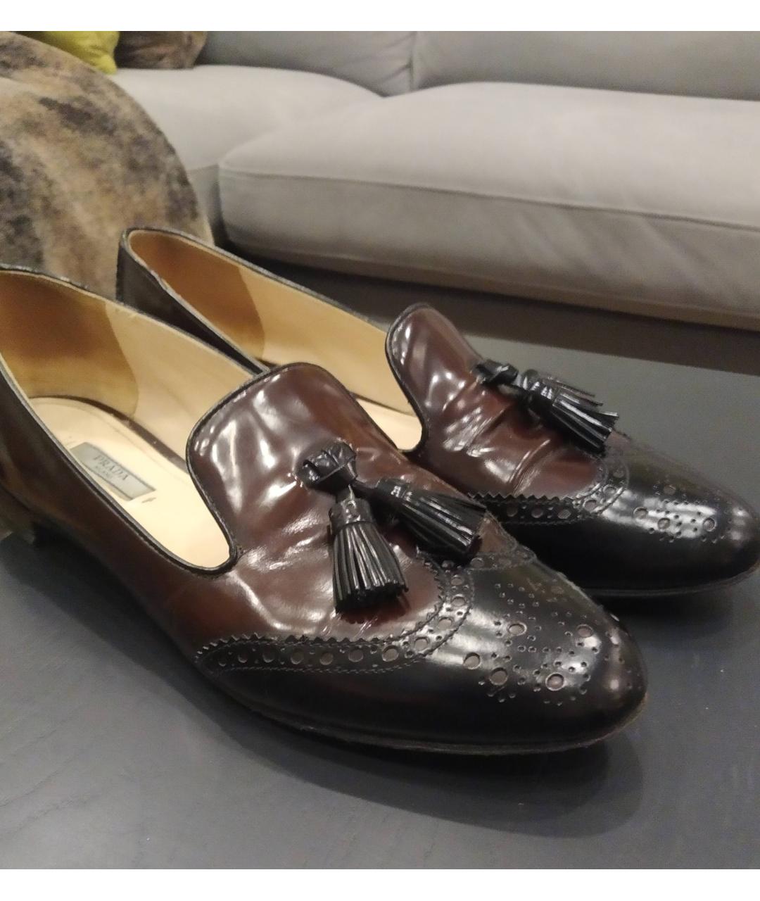 PRADA Коричневые кожаные лоферы, фото 2