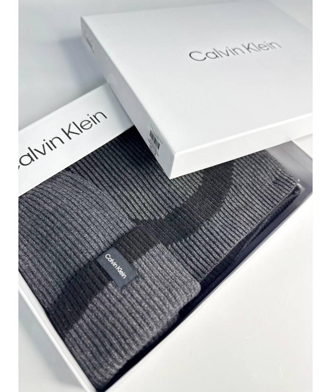 CALVIN KLEIN Серая шерстяная шапка, фото 4