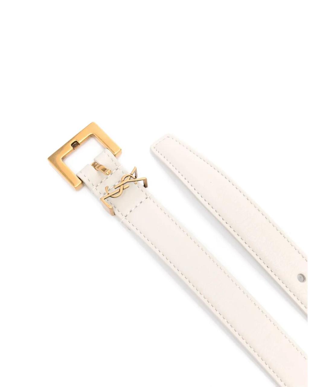 SAINT LAURENT Белый кожаный ремень, фото 2