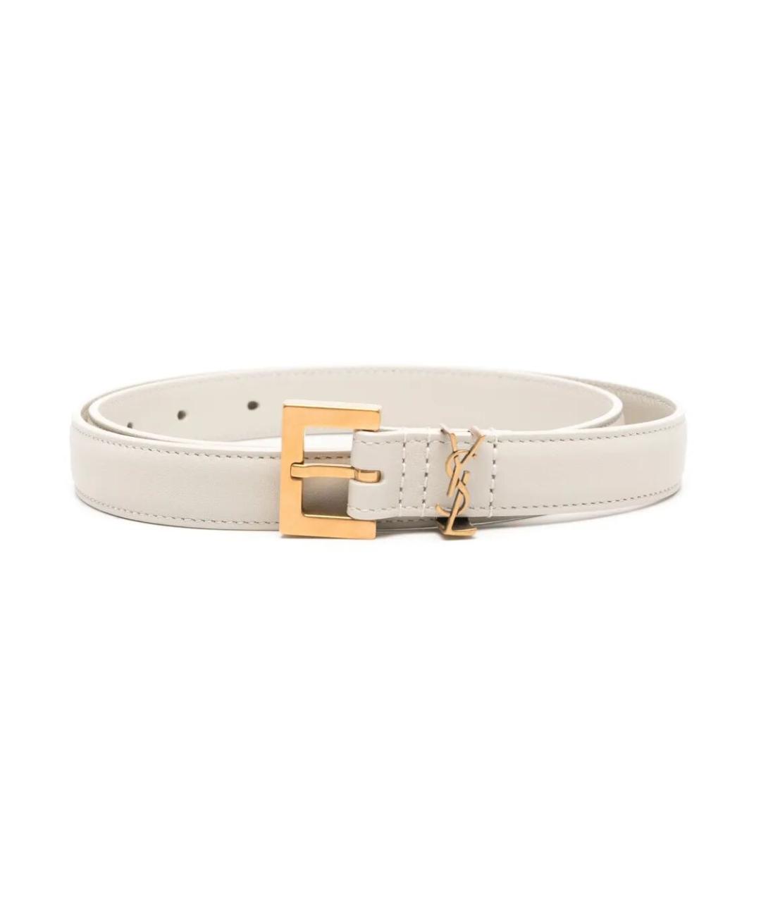 SAINT LAURENT Белый кожаный ремень, фото 1