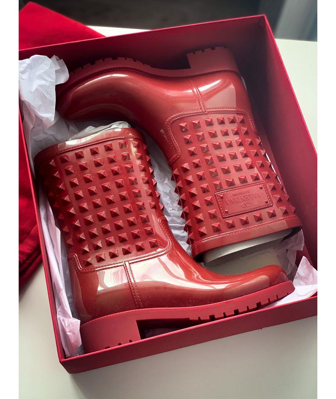 VALENTINO Красные резиновые сапоги, фото 2