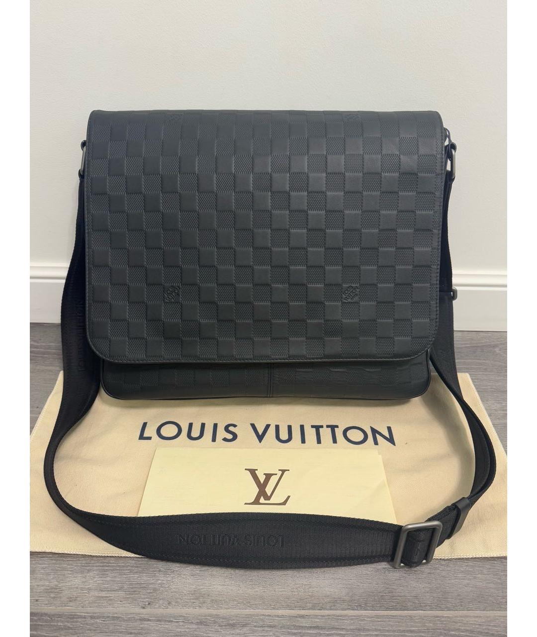 LOUIS VUITTON Черная кожаная сумка на плечо, фото 9