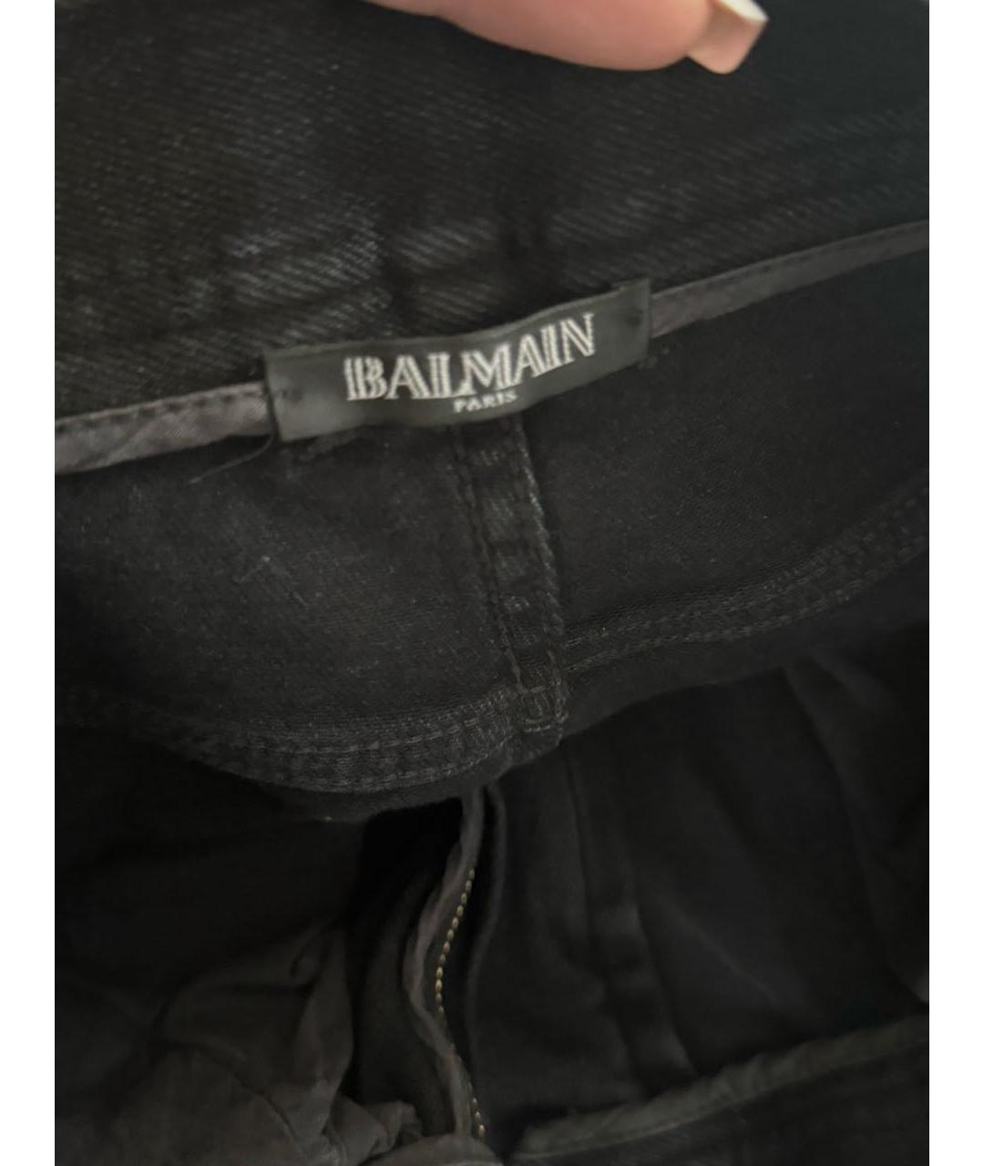 BALMAIN Черные хлопко-эластановые прямые джинсы, фото 3