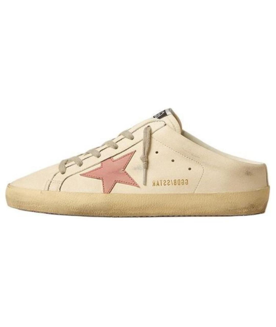 GOLDEN GOOSE DELUXE BRAND Бежевые кожаные мюли, фото 2