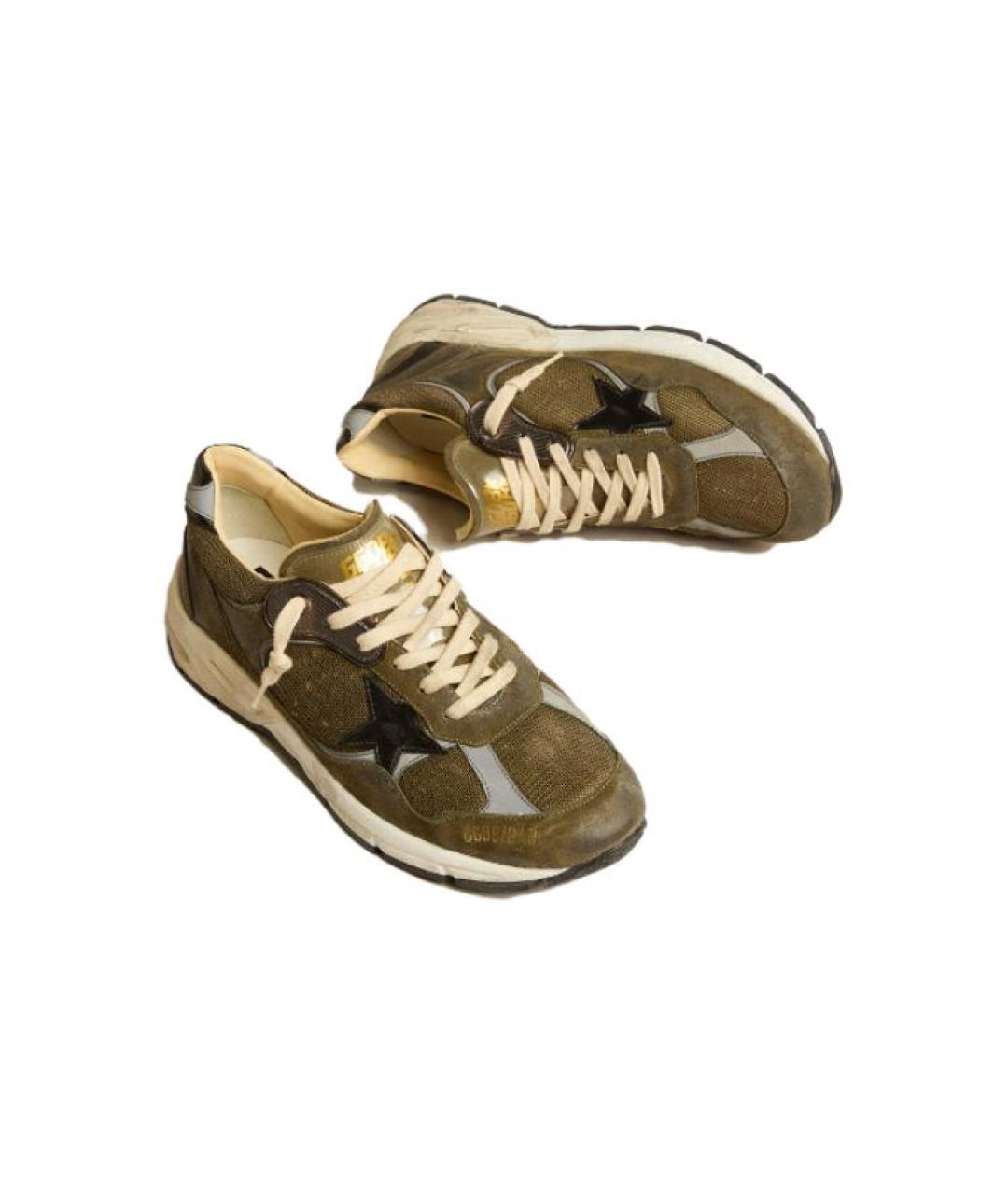 GOLDEN GOOSE DELUXE BRAND Хаки замшевые низкие кроссовки / кеды, фото 3