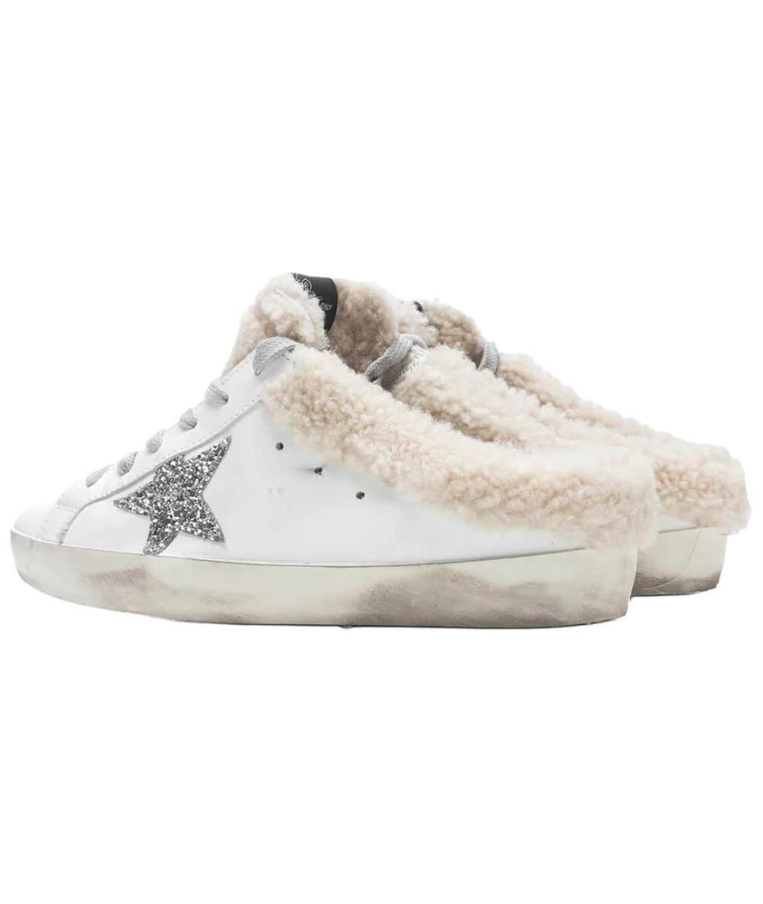 GOLDEN GOOSE DELUXE BRAND Белые кожаные мюли, фото 4