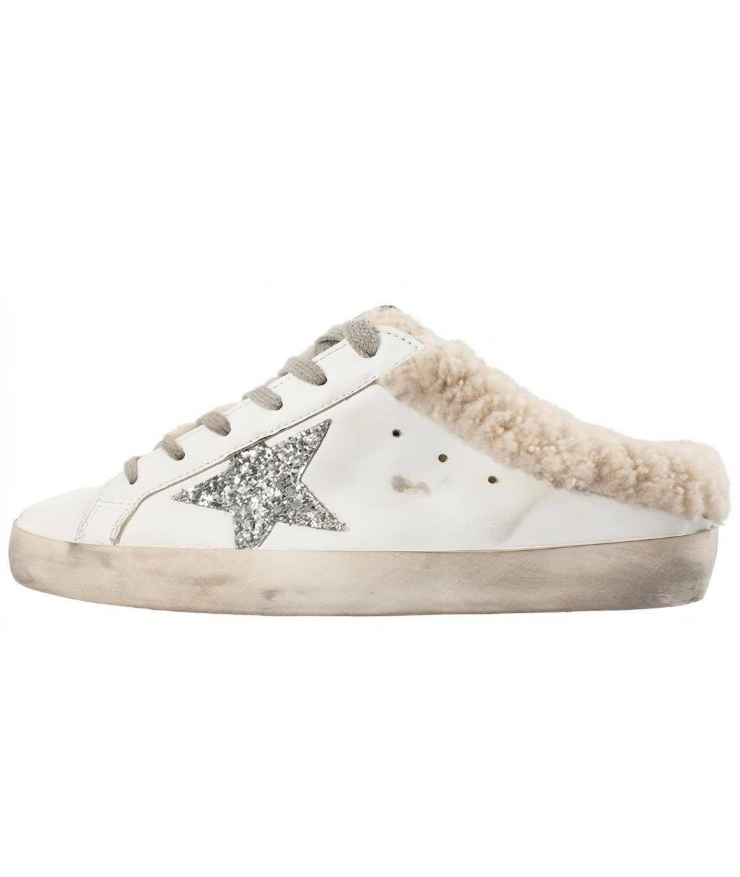 GOLDEN GOOSE DELUXE BRAND Белые кожаные мюли, фото 2