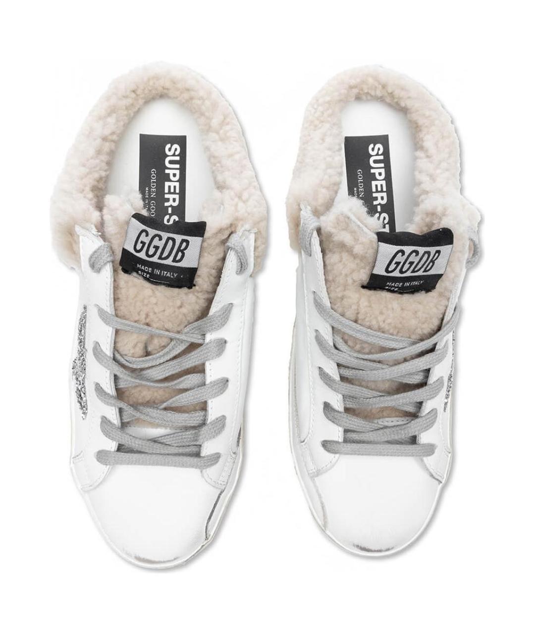 GOLDEN GOOSE DELUXE BRAND Белые кожаные мюли, фото 5