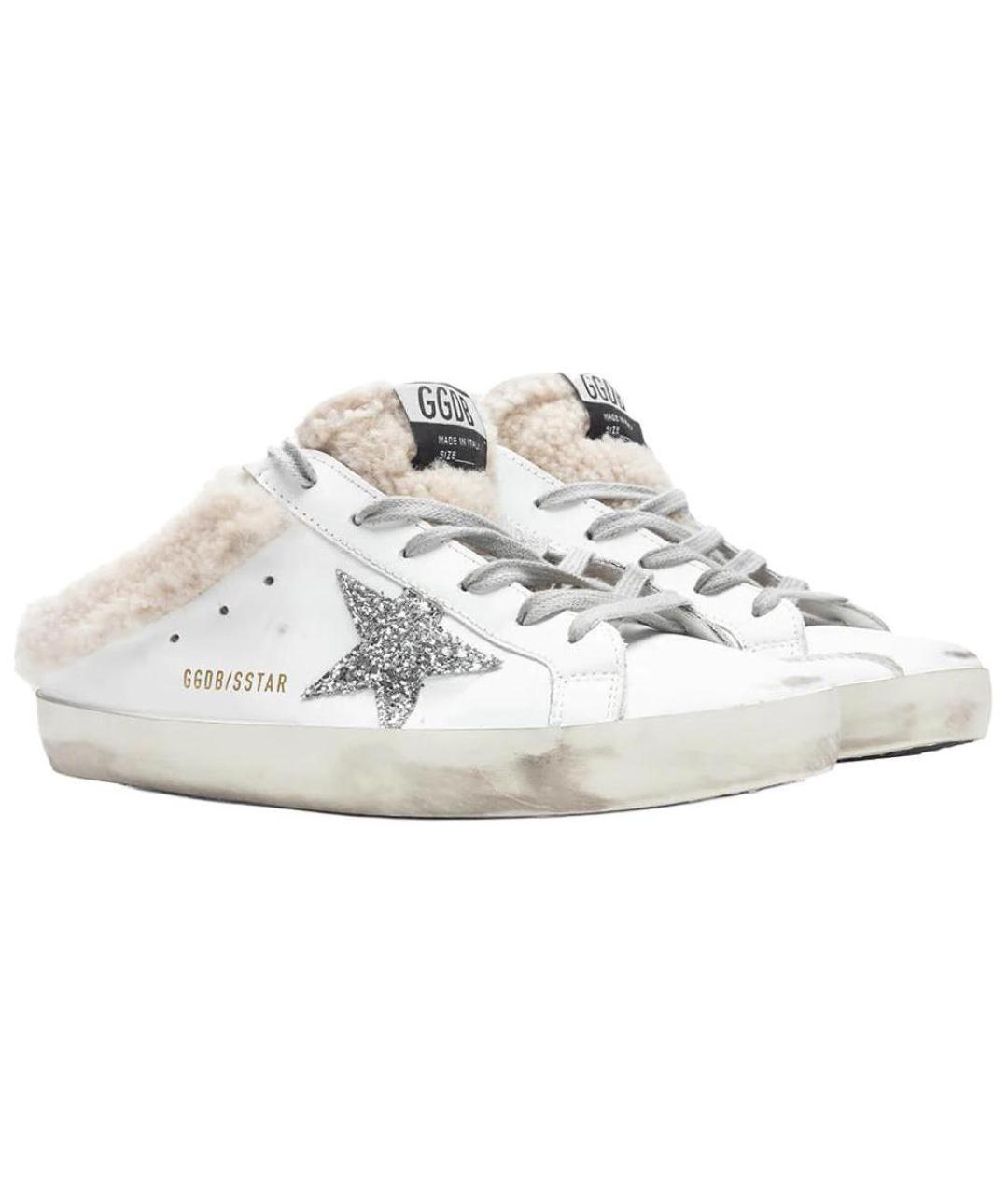 GOLDEN GOOSE DELUXE BRAND Белые кожаные мюли, фото 3