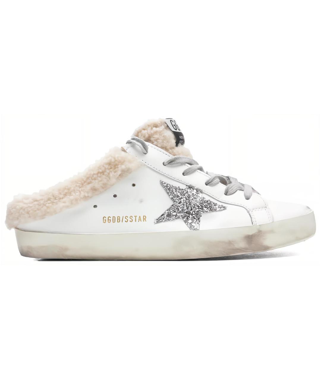 GOLDEN GOOSE DELUXE BRAND Белые кожаные мюли, фото 1