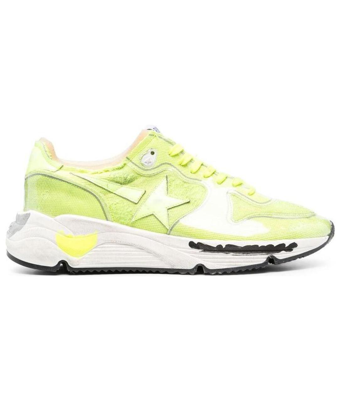 GOLDEN GOOSE DELUXE BRAND Салатовые текстильные низкие кроссовки / кеды, фото 1