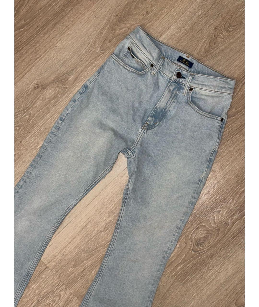 RALPH LAUREN DENIM & SUPPLY Голубые хлопко-лиоцелловые джинсы клеш, фото 3