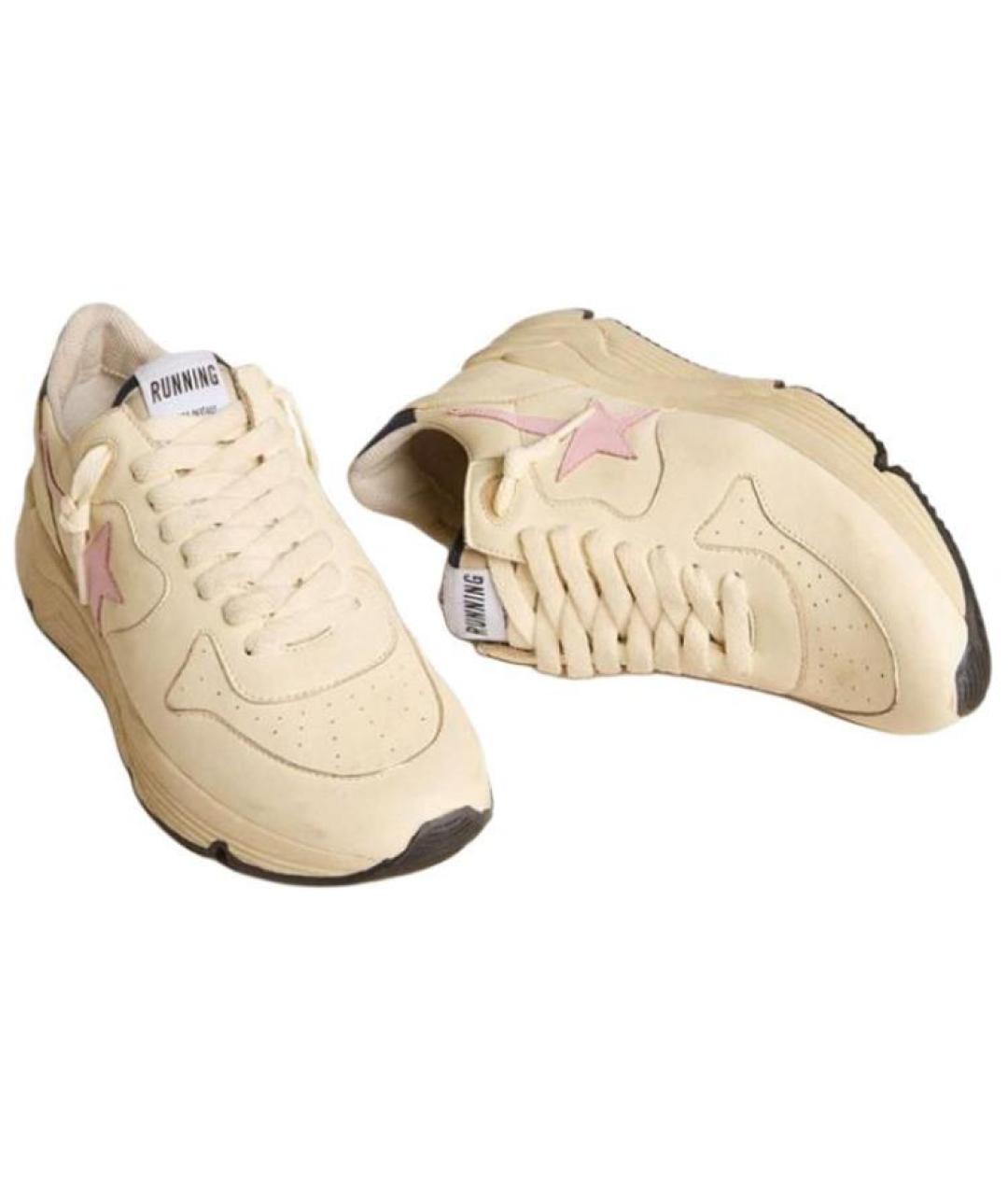 GOLDEN GOOSE DELUXE BRAND Бежевые кожаные кроссовки, фото 3