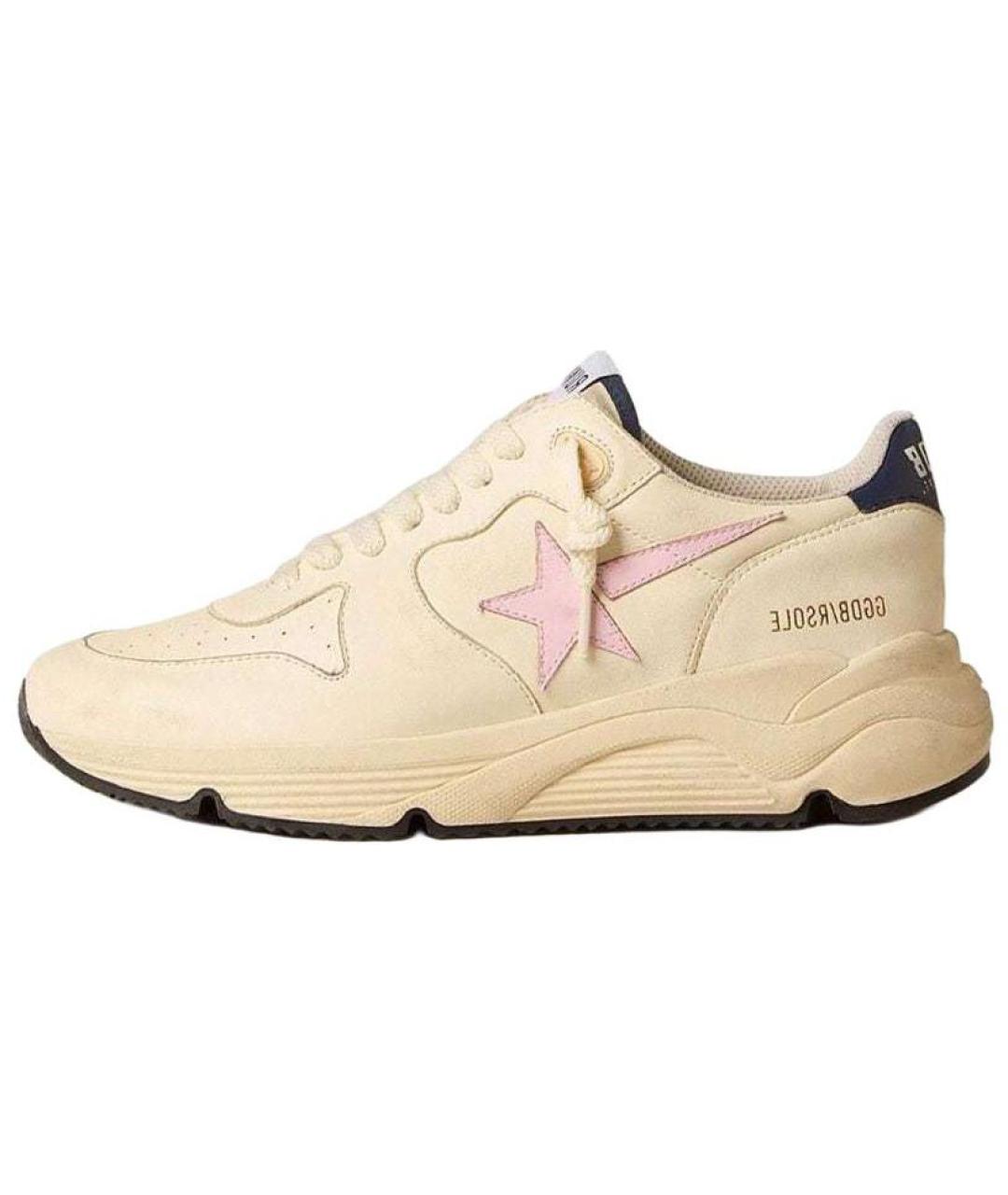 GOLDEN GOOSE DELUXE BRAND Бежевые кожаные кроссовки, фото 2