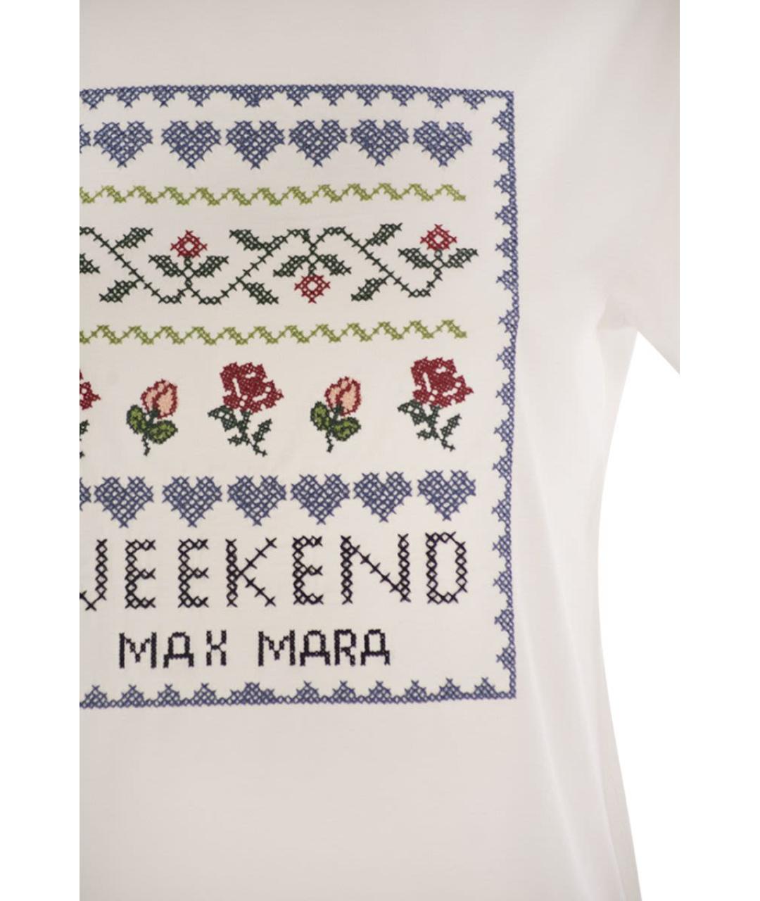 WEEKEND MAX MARA Белая хлопковая футболка, фото 4