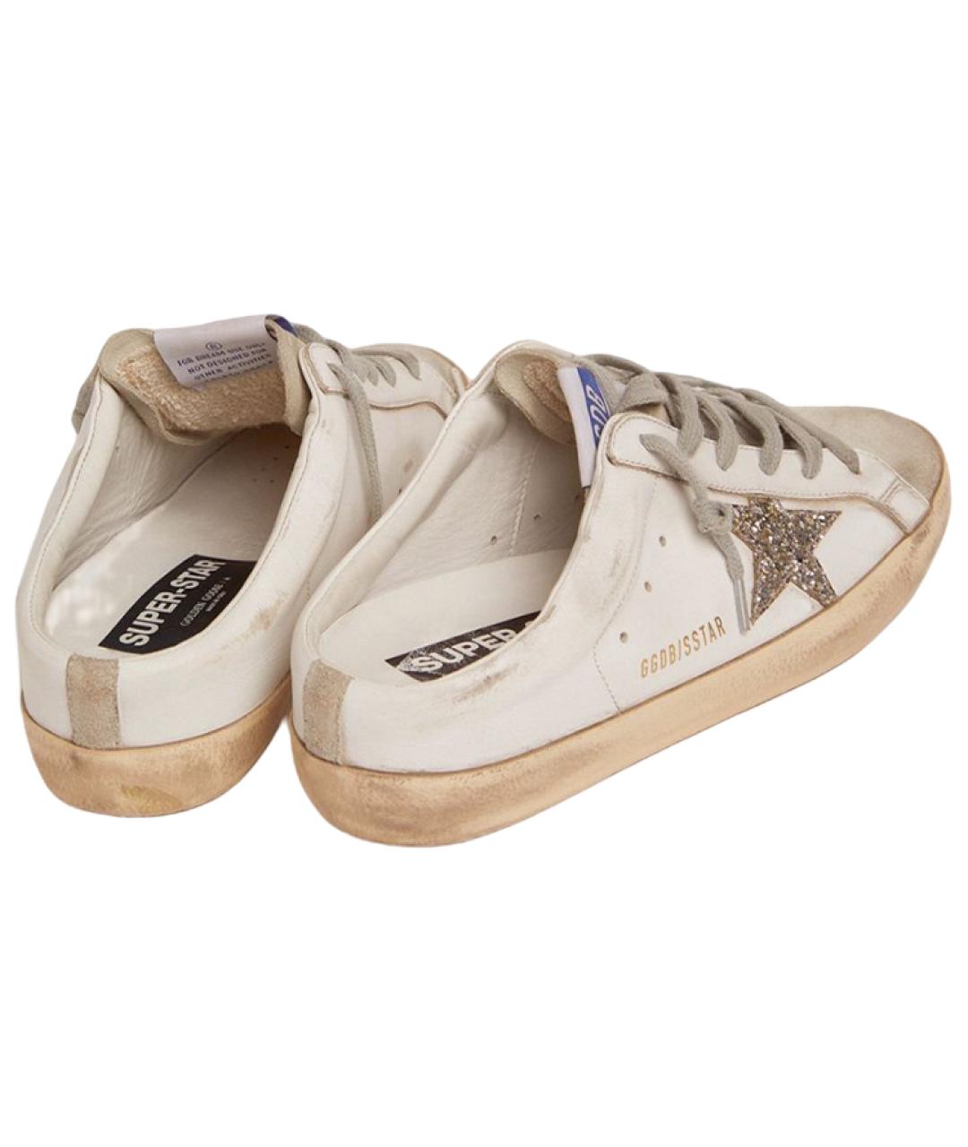 GOLDEN GOOSE DELUXE BRAND Бежевые кожаные мюли, фото 4