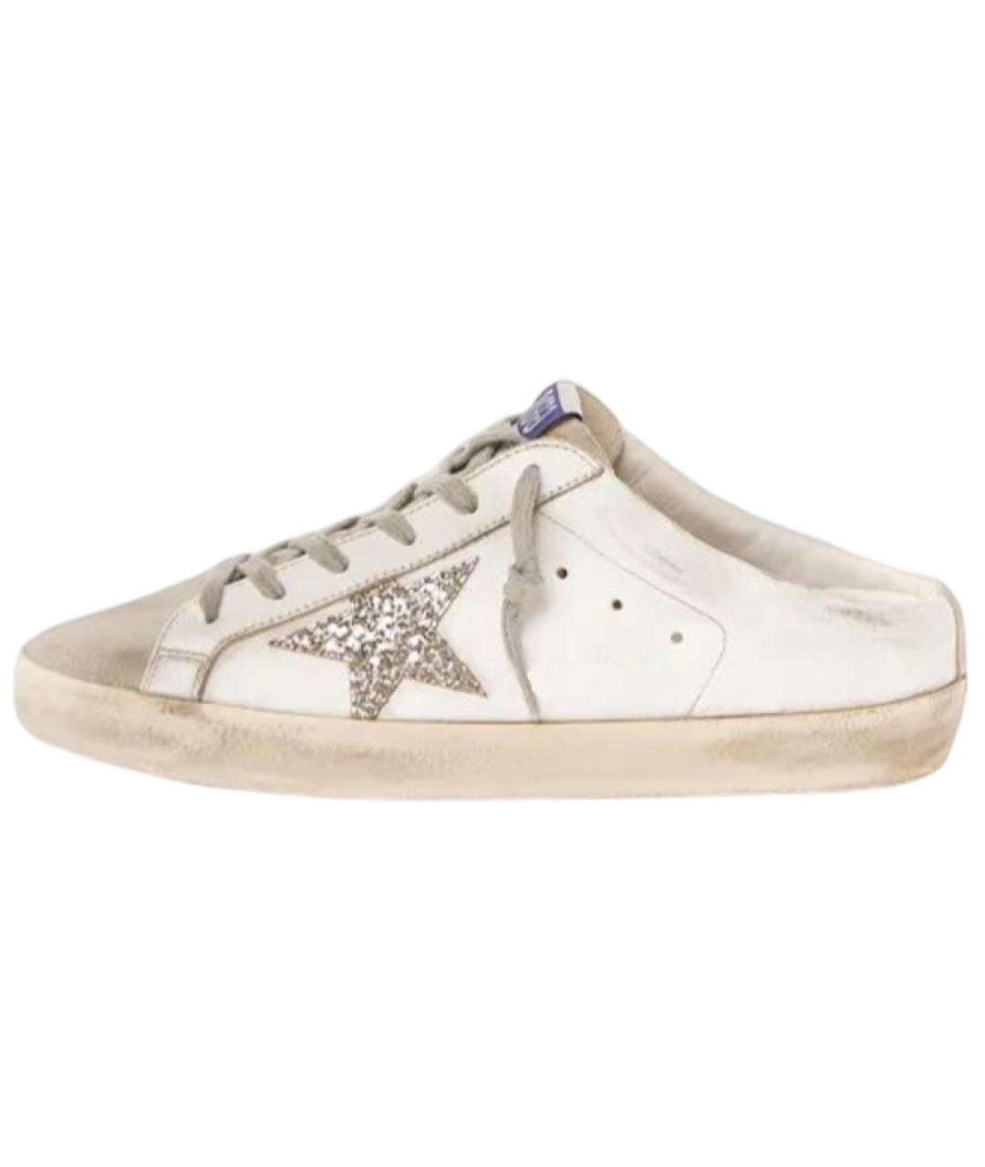 GOLDEN GOOSE DELUXE BRAND Бежевые кожаные мюли, фото 2