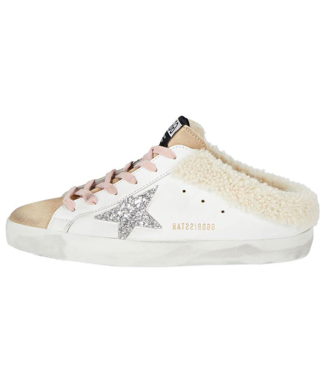 GOLDEN GOOSE DELUXE BRAND Бежевые кожаные мюли, фото 2