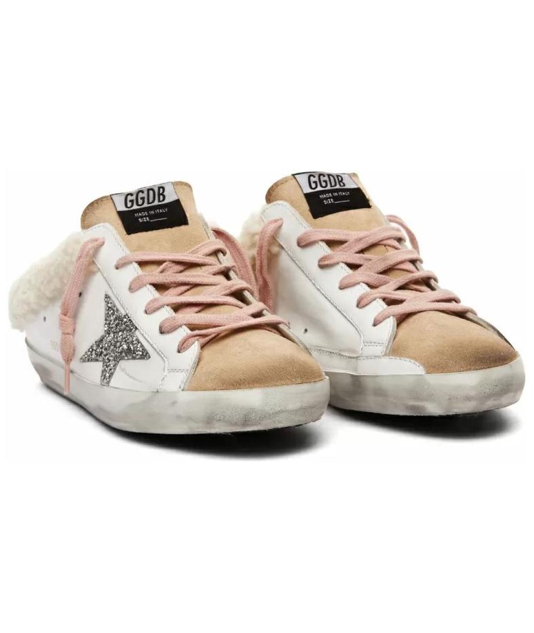 GOLDEN GOOSE DELUXE BRAND Бежевые кожаные мюли, фото 3