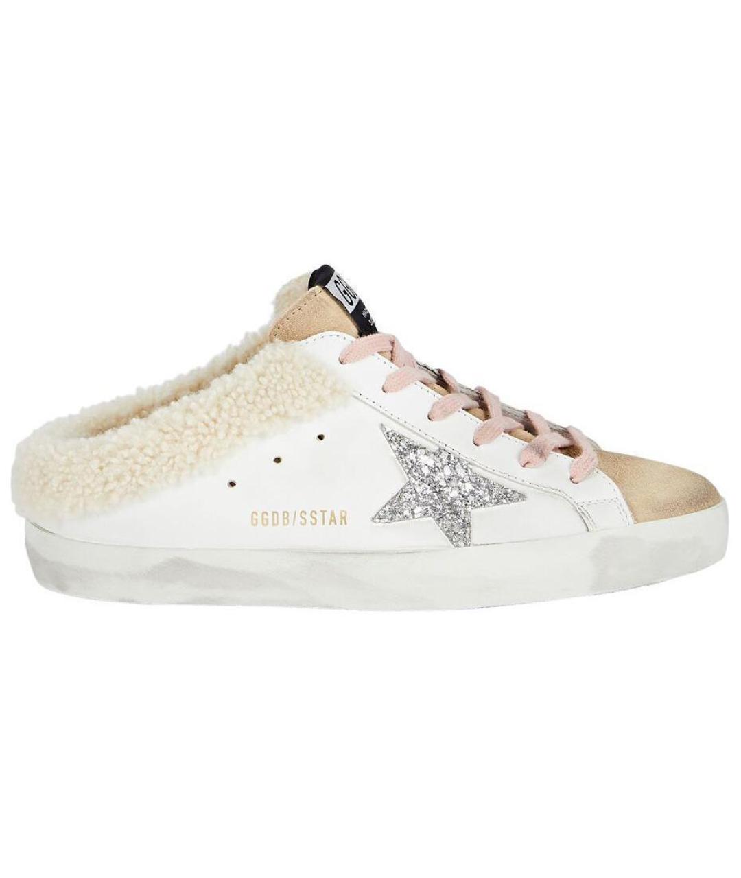 GOLDEN GOOSE DELUXE BRAND Бежевые кожаные мюли, фото 1