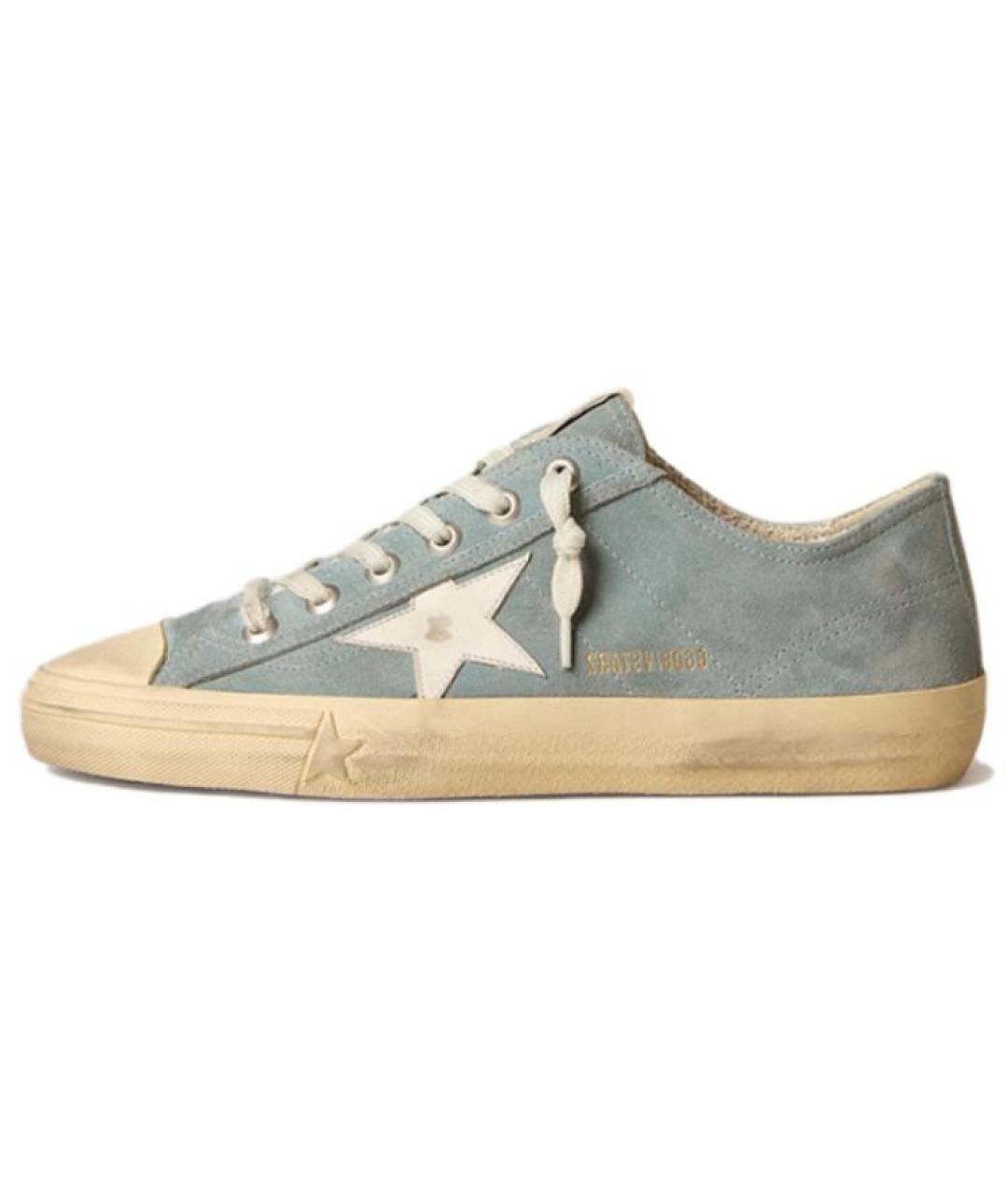 GOLDEN GOOSE DELUXE BRAND Голубые текстильные низкие кроссовки / кеды, фото 2