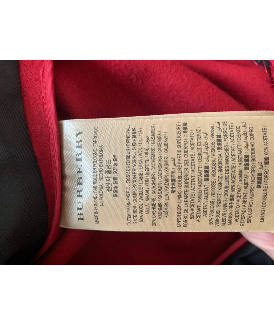 BURBERRY Красное шерстяное пальто, фото 5