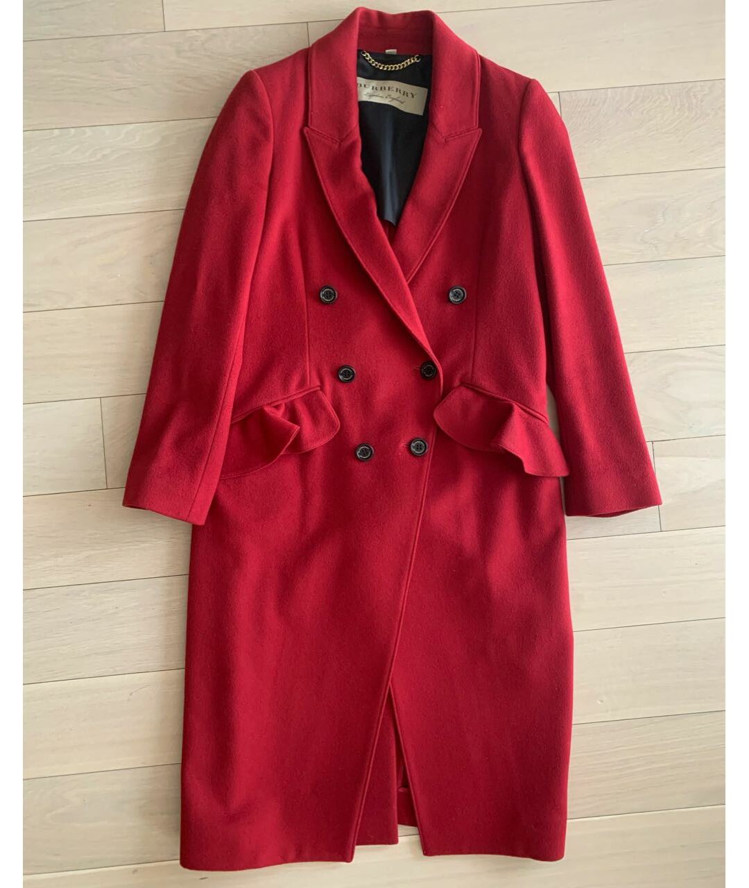 BURBERRY Красное шерстяное пальто, фото 6