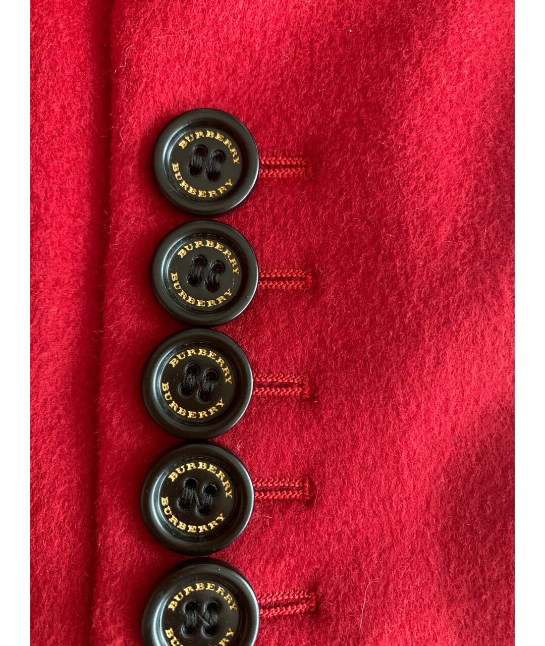 BURBERRY Красное шерстяное пальто, фото 4