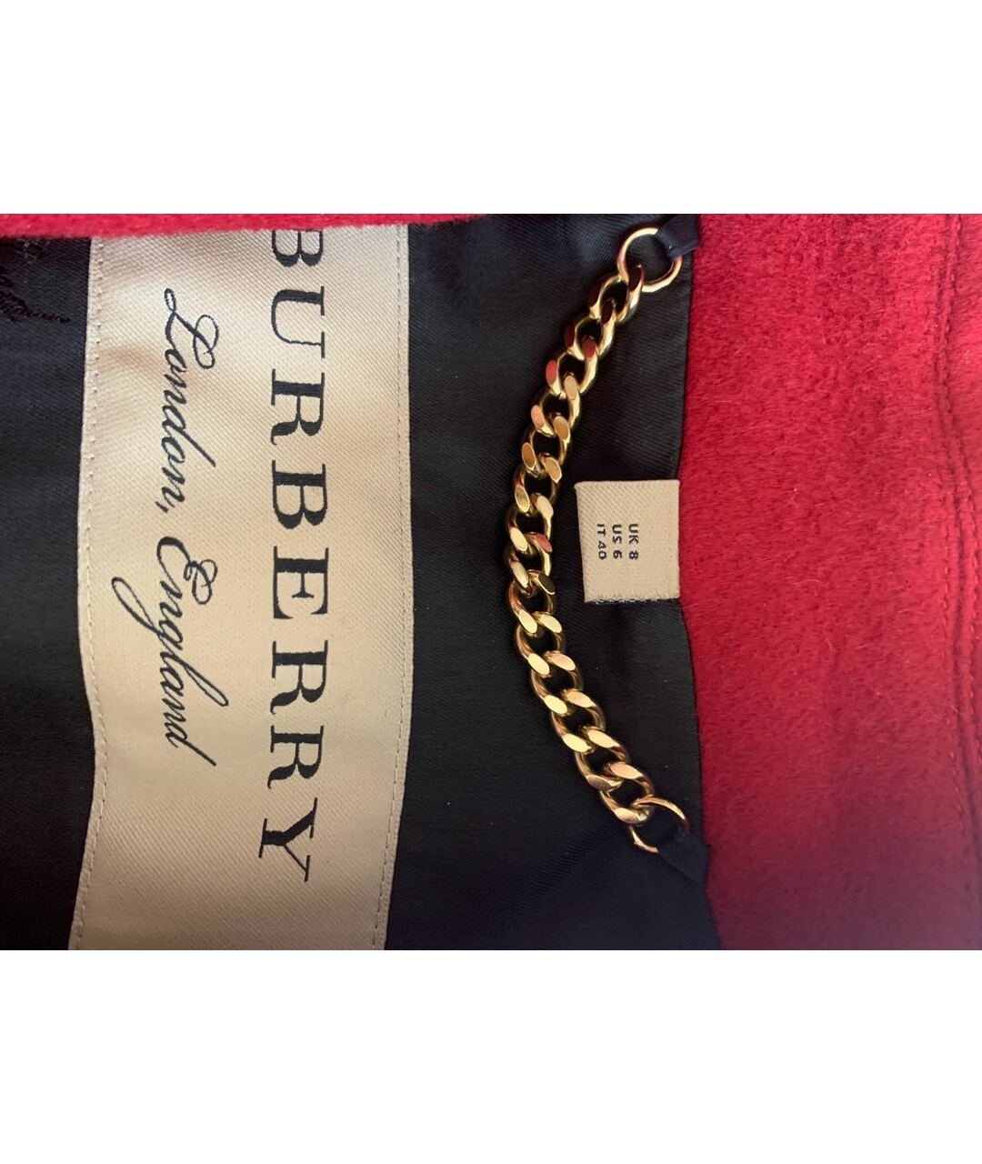 BURBERRY Красное шерстяное пальто, фото 3