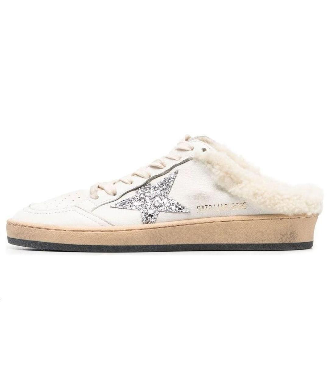 GOLDEN GOOSE DELUXE BRAND Белые кожаные мюли, фото 2