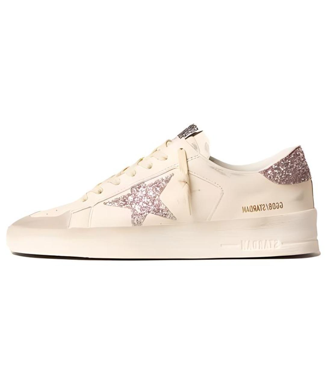 GOLDEN GOOSE DELUXE BRAND Бежевые кожаные кроссовки, фото 2