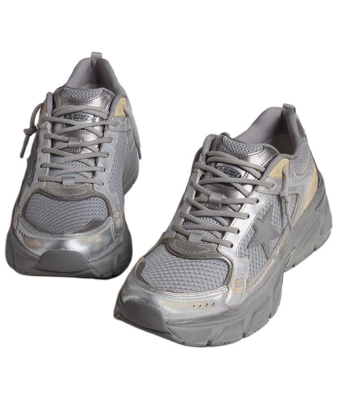 GOLDEN GOOSE DELUXE BRAND Серебряные кожаные низкие кроссовки / кеды, фото 3