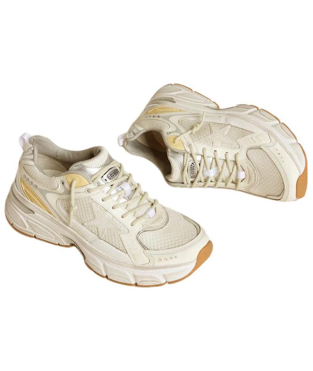 GOLDEN GOOSE DELUXE BRAND Бежевые кожаные низкие кроссовки / кеды, фото 3