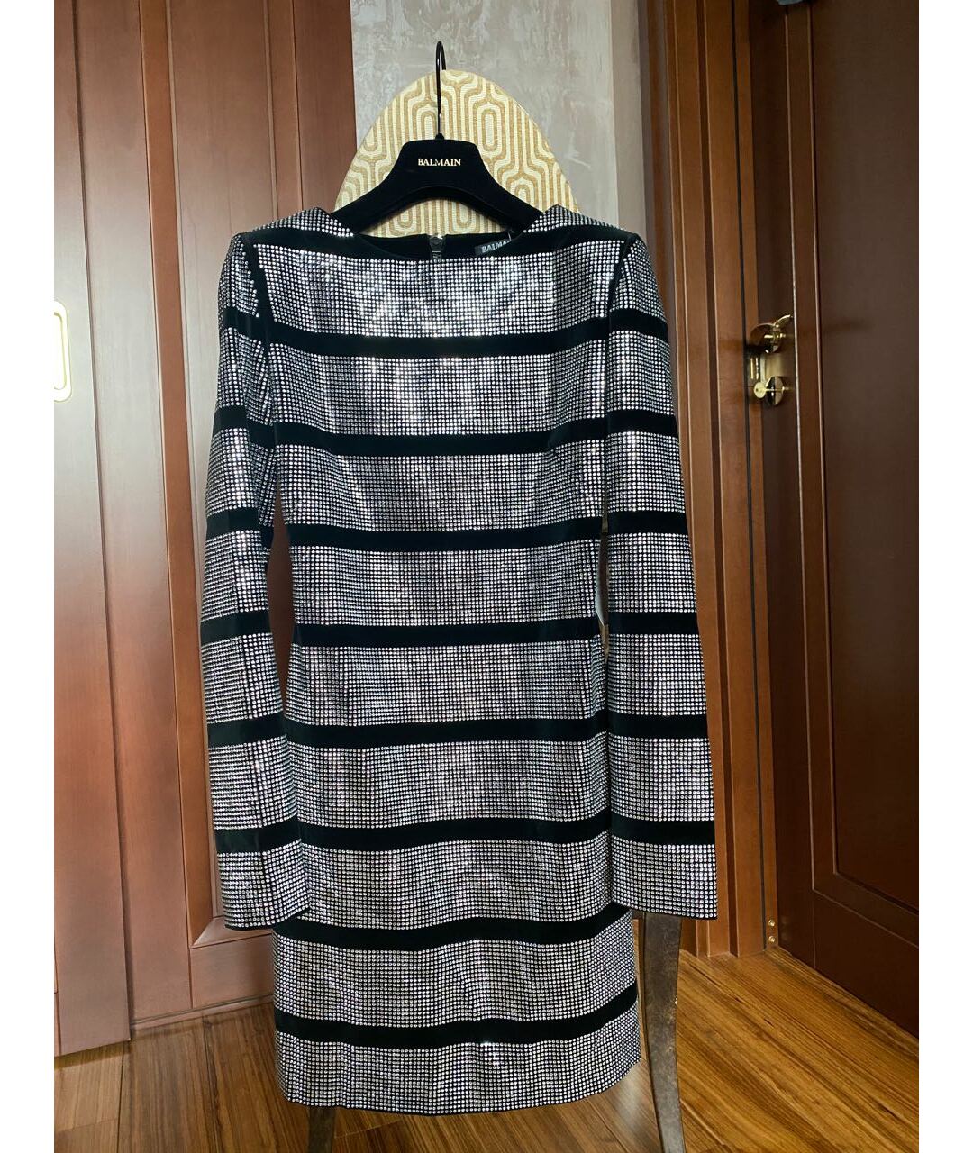 BALMAIN Черное бархатное коктейльное платье, фото 2