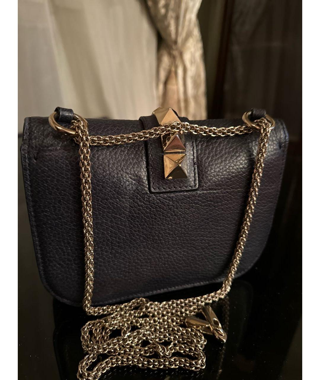 VALENTINO Темно-синяя кожаная сумка через плечо, фото 3