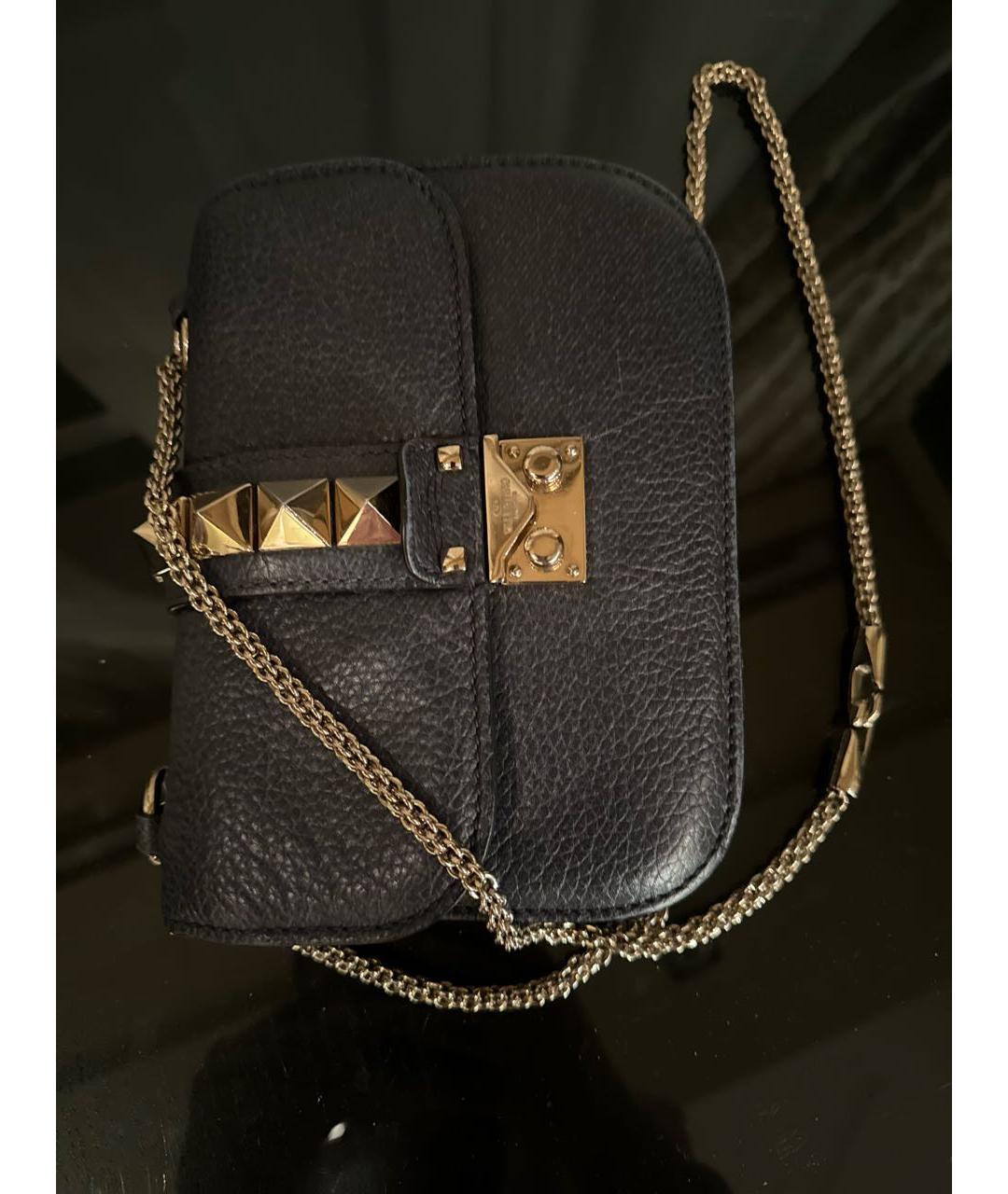 VALENTINO Темно-синяя кожаная сумка через плечо, фото 5