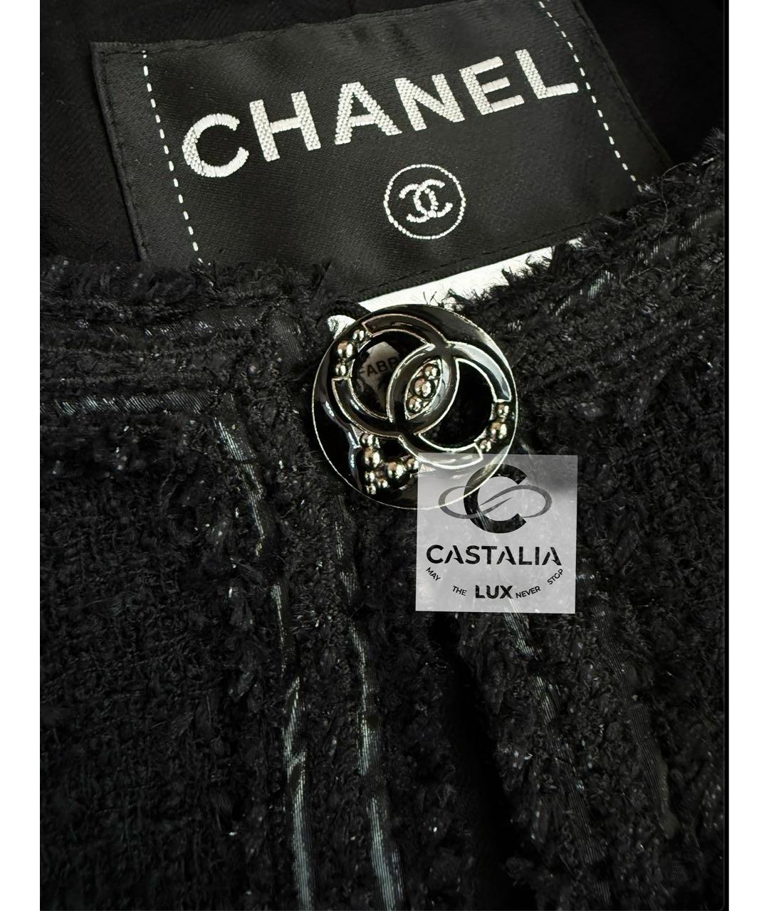 CHANEL Черный твидовый жакет/пиджак, фото 4