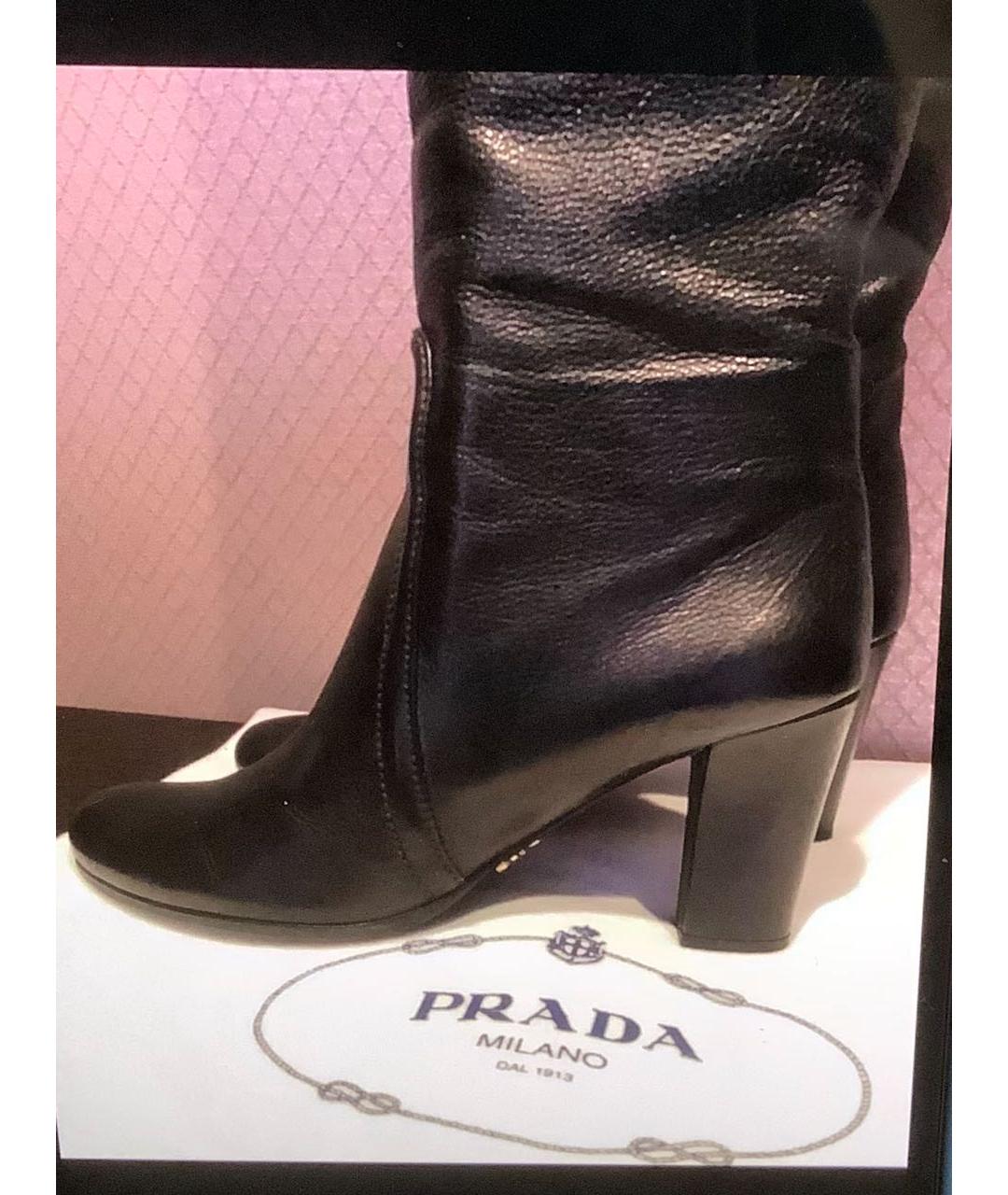 PRADA Черные кожаные сапоги, фото 4